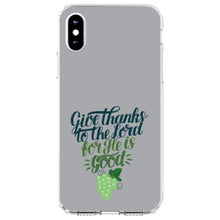DistinctInk® Clear Shockproof Hybrid Case for Apple iPhone / Samsung Galaxy / Google Pixel - Give Thanks to the Lord For He Is Good - Grapes