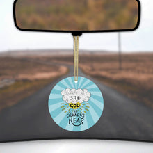 DistinctInk® Hanging Ceramic Christmas Tree Ornament with Gold String - Great Gift / Present - 2 3/4 inch Diameter - Don't be Sad, God is Always Near