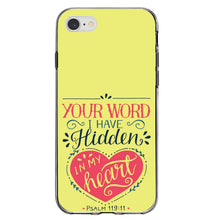 DistinctInk® Clear Shockproof Hybrid Case for Apple iPhone / Samsung Galaxy / Google Pixel - Psalm 119:11 - Your Word I have Hidden in My Heart