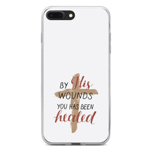 DistinctInk® Clear Shockproof Hybrid Case for Apple iPhone / Samsung Galaxy / Google Pixel - By His Wounds You Has Been Healed - Cross