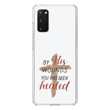 DistinctInk® Clear Shockproof Hybrid Case for Apple iPhone / Samsung Galaxy / Google Pixel - By His Wounds You Has Been Healed - Cross