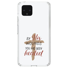 DistinctInk® Clear Shockproof Hybrid Case for Apple iPhone / Samsung Galaxy / Google Pixel - By His Wounds You Has Been Healed - Cross