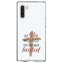 DistinctInk® Clear Shockproof Hybrid Case for Apple iPhone / Samsung Galaxy / Google Pixel - By His Wounds You Has Been Healed - Cross