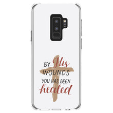 DistinctInk® Clear Shockproof Hybrid Case for Apple iPhone / Samsung Galaxy / Google Pixel - By His Wounds You Has Been Healed - Cross