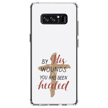 DistinctInk® Clear Shockproof Hybrid Case for Apple iPhone / Samsung Galaxy / Google Pixel - By His Wounds You Has Been Healed - Cross