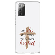 DistinctInk® Clear Shockproof Hybrid Case for Apple iPhone / Samsung Galaxy / Google Pixel - By His Wounds You Has Been Healed - Cross
