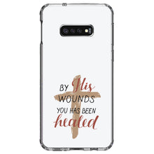 DistinctInk® Clear Shockproof Hybrid Case for Apple iPhone / Samsung Galaxy / Google Pixel - By His Wounds You Has Been Healed - Cross