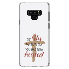 DistinctInk® Clear Shockproof Hybrid Case for Apple iPhone / Samsung Galaxy / Google Pixel - By His Wounds You Has Been Healed - Cross
