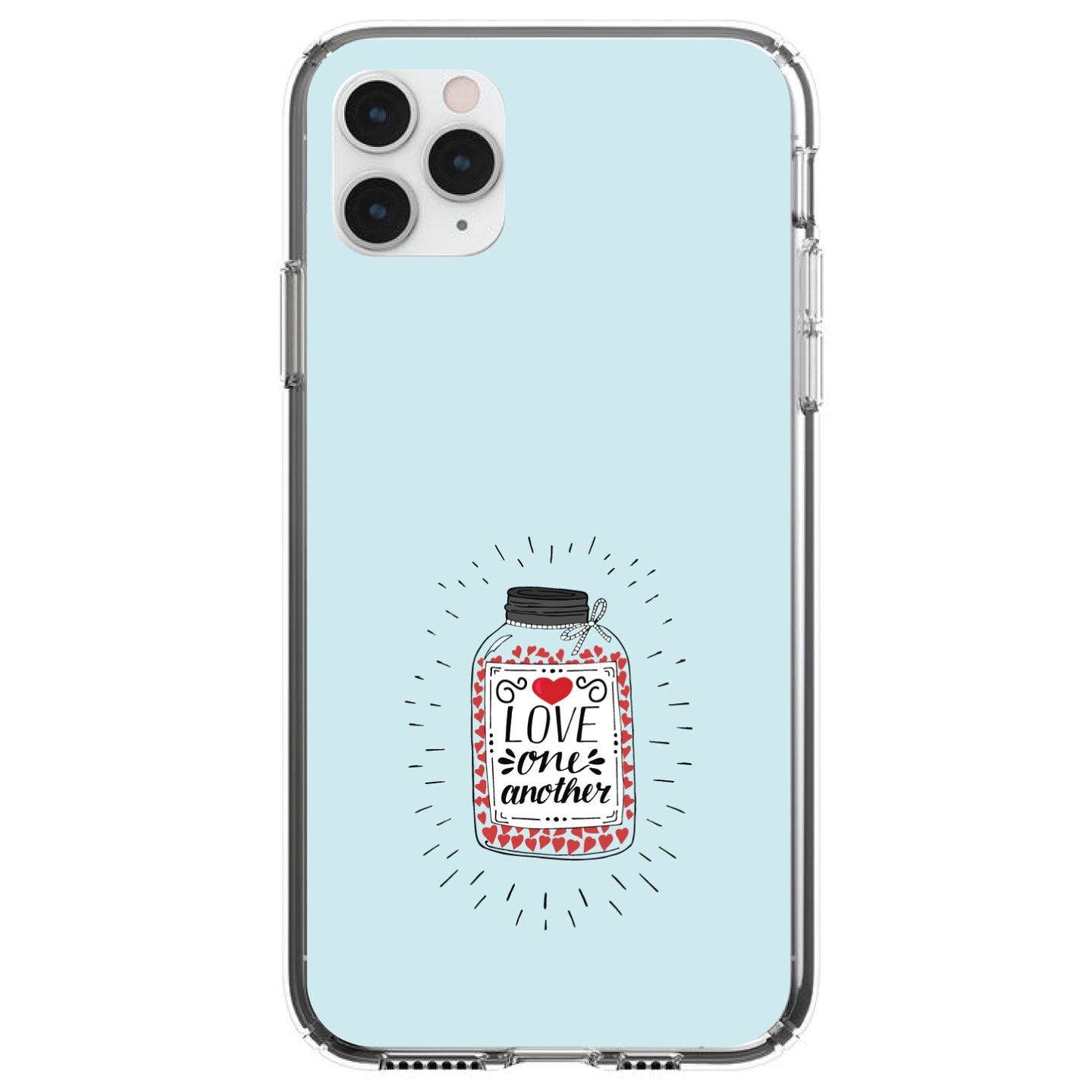DistinctInk® Clear Shockproof Hybrid Case for Apple iPhone / Samsung Galaxy / Google Pixel - Love One Another - Heart / Jar