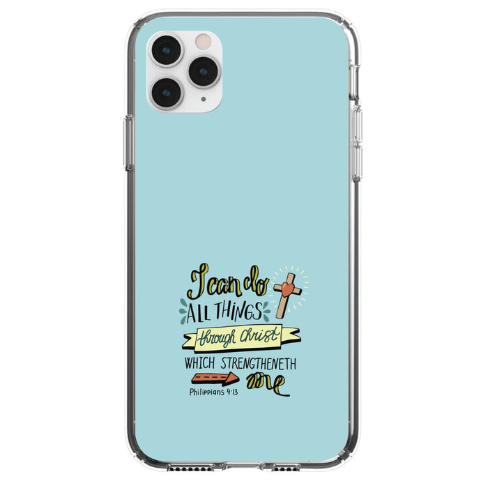 DistinctInk® Clear Shockproof Hybrid Case for Apple iPhone / Samsung Galaxy / Google Pixel - Philippians 4:13 - I can do everything through Christ