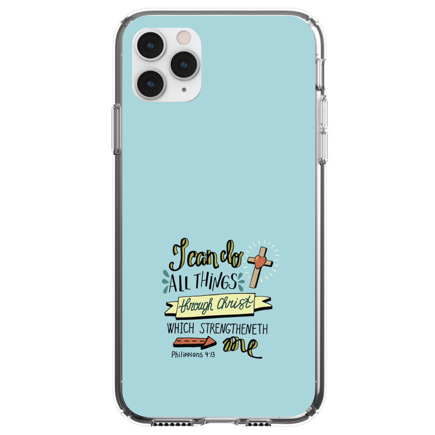 DistinctInk® Clear Shockproof Hybrid Case for Apple iPhone / Samsung Galaxy / Google Pixel - Philippians 4:13 - I can do everything through Christ