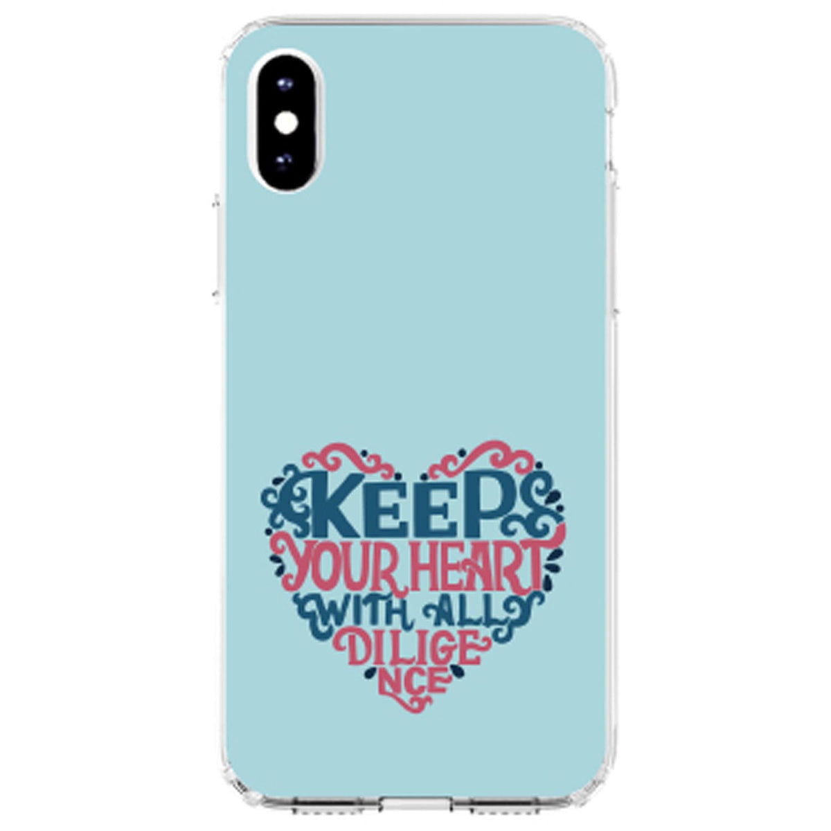 Keep Your Heart With All Diligence Clear Shockproof iPhone Case, view 3