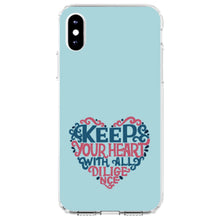 DistinctInk® Clear Shockproof Hybrid Case for Apple iPhone / Samsung Galaxy / Google Pixel - Keep Your Heart With All Diligence