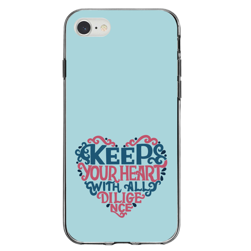 Keep Your Heart With All Diligence Clear Shockproof iPhone Case, view 5