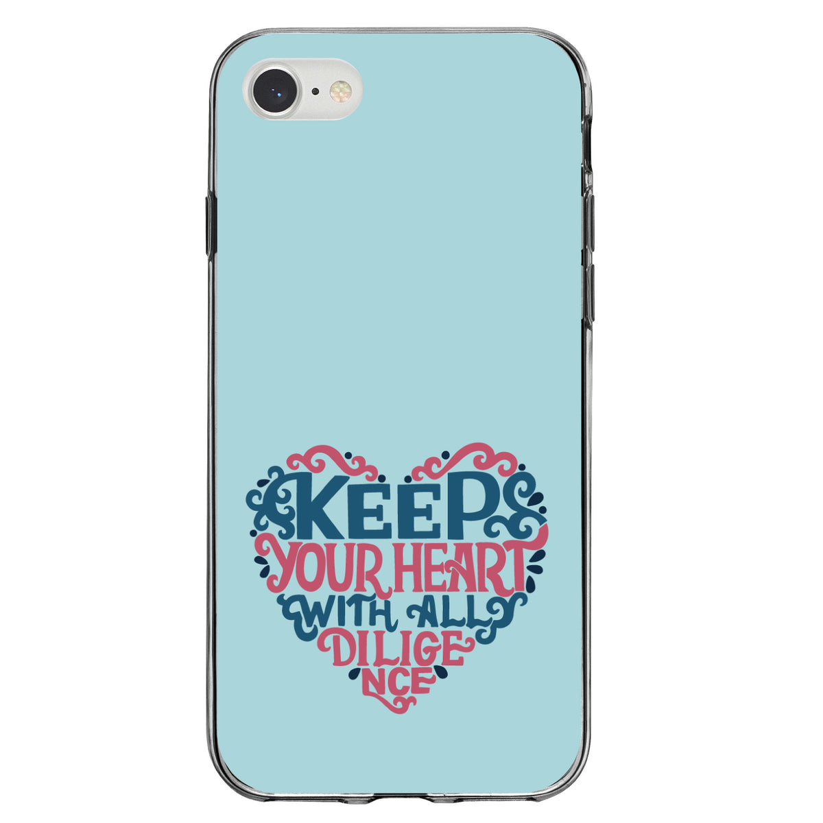 Keep Your Heart With All Diligence Clear Shockproof iPhone Case, view 5