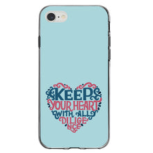 DistinctInk® Clear Shockproof Hybrid Case for Apple iPhone / Samsung Galaxy / Google Pixel - Keep Your Heart With All Diligence