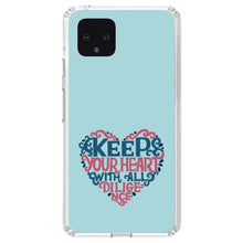 DistinctInk® Clear Shockproof Hybrid Case for Apple iPhone / Samsung Galaxy / Google Pixel - Keep Your Heart With All Diligence
