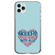 DistinctInk® Clear Shockproof Hybrid Case for Apple iPhone / Samsung Galaxy / Google Pixel - Keep Your Heart With All Diligence