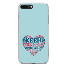 DistinctInk® Clear Shockproof Hybrid Case for Apple iPhone / Samsung Galaxy / Google Pixel - Keep Your Heart With All Diligence