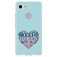DistinctInk® Clear Shockproof Hybrid Case for Apple iPhone / Samsung Galaxy / Google Pixel - Keep Your Heart With All Diligence