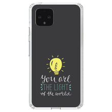 DistinctInk® Clear Shockproof Hybrid Case for Apple iPhone / Samsung Galaxy / Google Pixel - You Are the Light of the World / Bulb