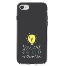 DistinctInk® Clear Shockproof Hybrid Case for Apple iPhone / Samsung Galaxy / Google Pixel - You Are the Light of the World / Bulb