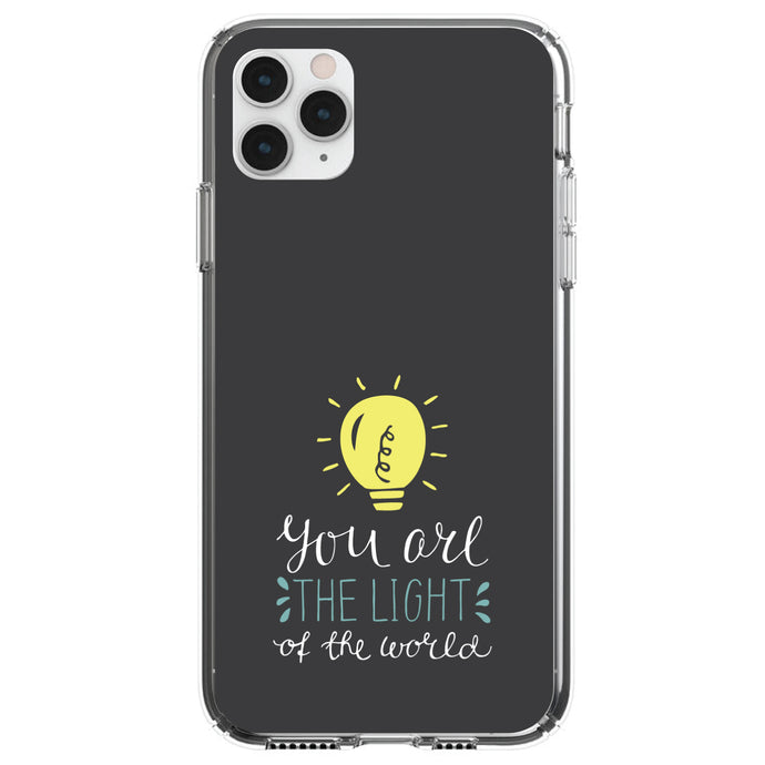 DistinctInk® Clear Shockproof Hybrid Case for Apple iPhone / Samsung Galaxy / Google Pixel - You Are the Light of the World / Bulb