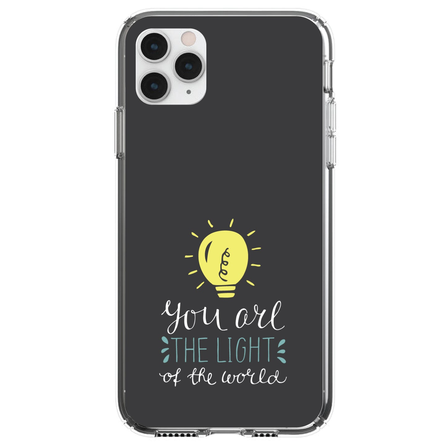 DistinctInk® Clear Shockproof Hybrid Case for Apple iPhone / Samsung Galaxy / Google Pixel - You Are the Light of the World / Bulb