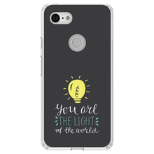 DistinctInk® Clear Shockproof Hybrid Case for Apple iPhone / Samsung Galaxy / Google Pixel - You Are the Light of the World / Bulb