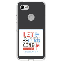 DistinctInk® Clear Shockproof Hybrid Case for Apple iPhone / Samsung Galaxy / Google Pixel - Matthew 19:14 - Let the Little Children Come To Me