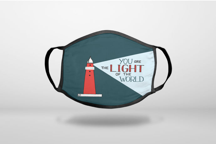 You Are the Light of the World / Light House - 3-Ply Reusable Soft Face Mask Covering, Unisex, Cotton Inner Layer