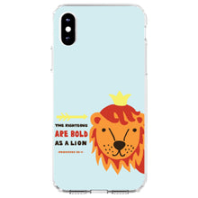 DistinctInk® Clear Shockproof Hybrid Case for Apple iPhone / Samsung Galaxy / Google Pixel - Proverbs 28:1 - The Righteous Are Bold As a Lion
