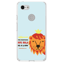 DistinctInk® Clear Shockproof Hybrid Case for Apple iPhone / Samsung Galaxy / Google Pixel - Proverbs 28:1 - The Righteous Are Bold As a Lion