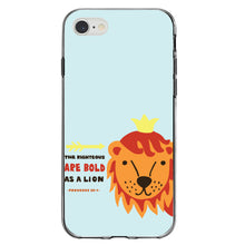 DistinctInk® Clear Shockproof Hybrid Case for Apple iPhone / Samsung Galaxy / Google Pixel - Proverbs 28:1 - The Righteous Are Bold As a Lion