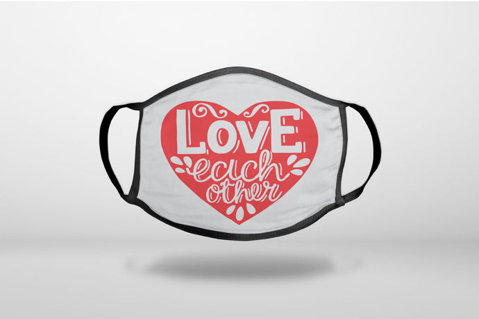 Red Heart - Love Each Other - 3-Ply Reusable Soft Face Mask Covering, Unisex, Cotton Inner Layer