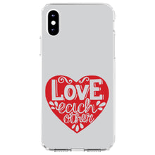DistinctInk® Clear Shockproof Hybrid Case for Apple iPhone / Samsung Galaxy / Google Pixel - Red Heart - Love Each Other