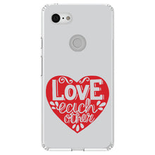 DistinctInk® Clear Shockproof Hybrid Case for Apple iPhone / Samsung Galaxy / Google Pixel - Red Heart - Love Each Other