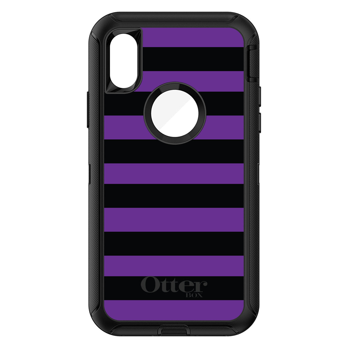Black & Purple Bold Stripes OtterBox Defender Case for iPhone & Galaxy, view 3