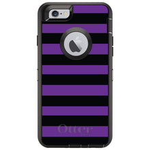 DistinctInk™ OtterBox Defender Series Case for Apple iPhone / Samsung Galaxy / Google Pixel - Black & Purple Bold Stripes