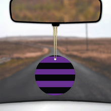 Black & Purple Bold Horizontal Stripes Ceramic Ornament
