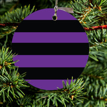 Black & Purple Bold Horizontal Stripes Ceramic Ornament