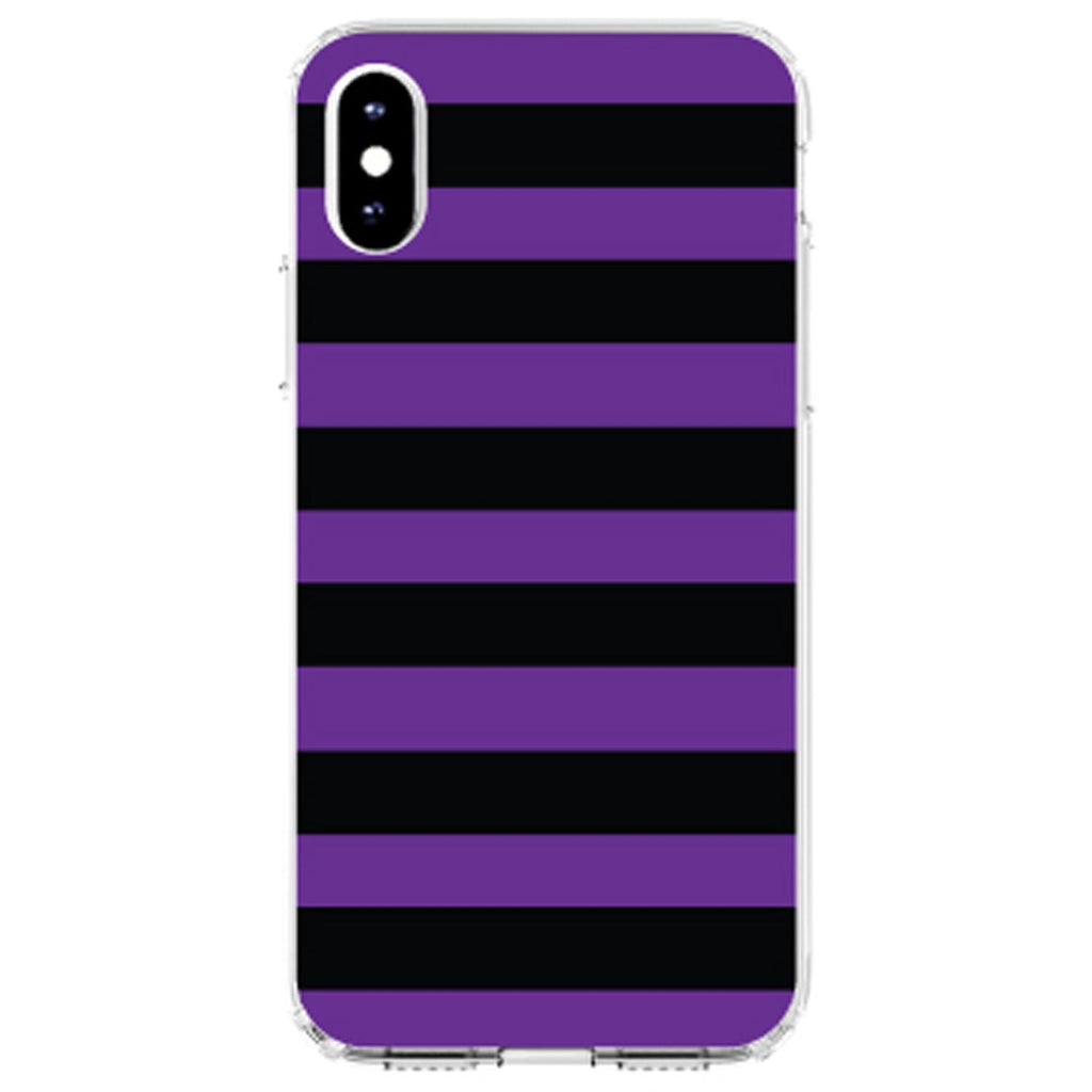 Black & Purple Bold Horizontal Stripes Clear Shockproof iPhone Case, view 2