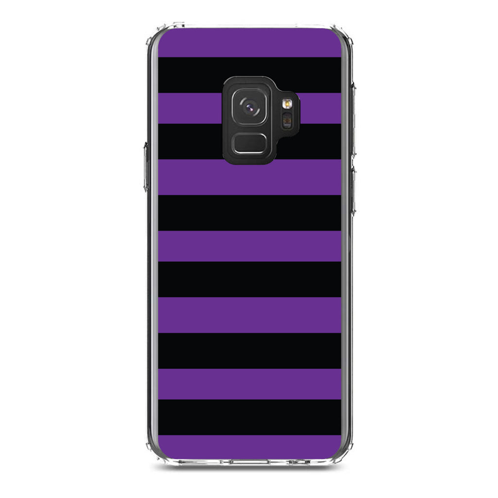Black & Purple Bold Horizontal Stripes Clear Shockproof iPhone Case, view 19