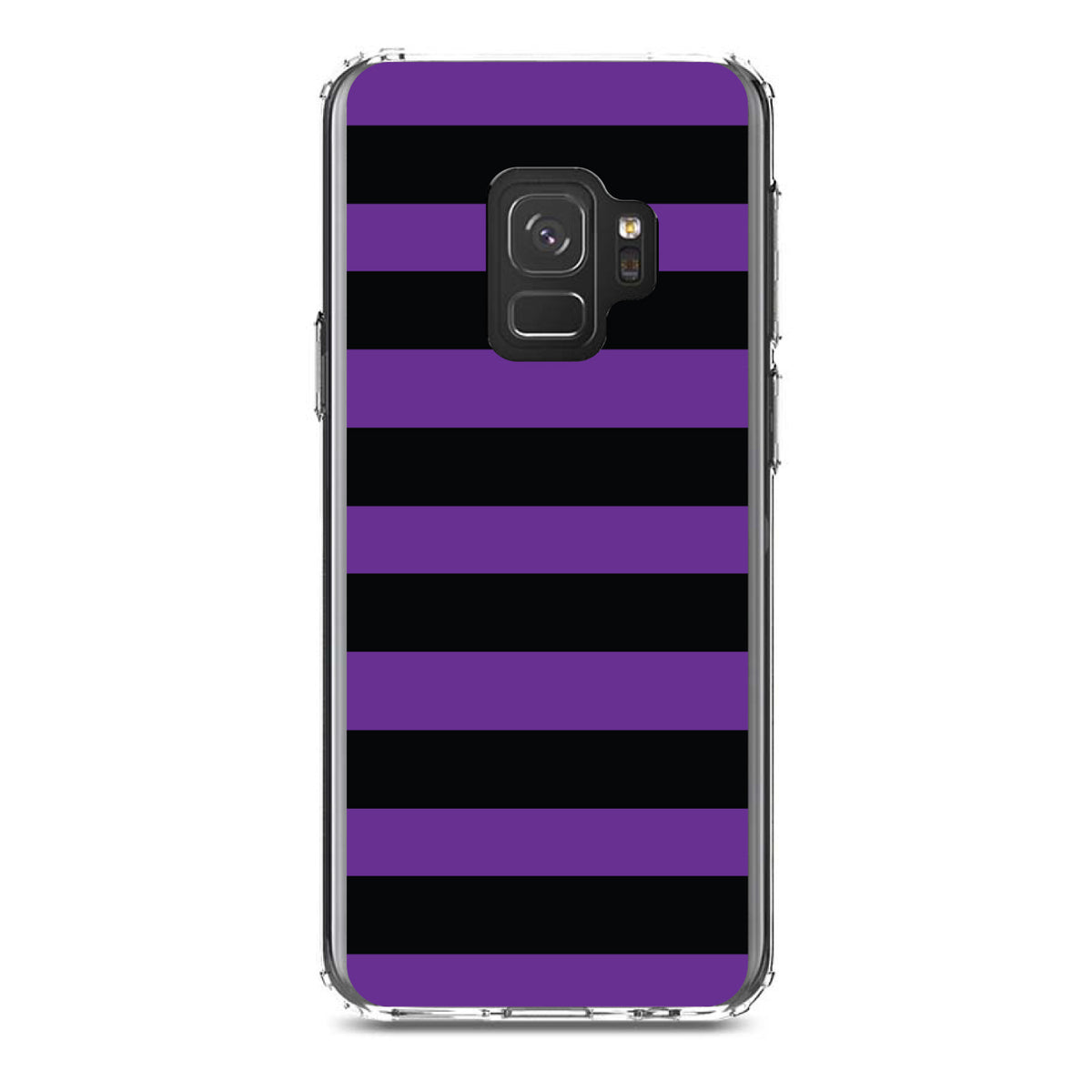 Black & Purple Bold Horizontal Stripes Clear Shockproof iPhone Case, view 19