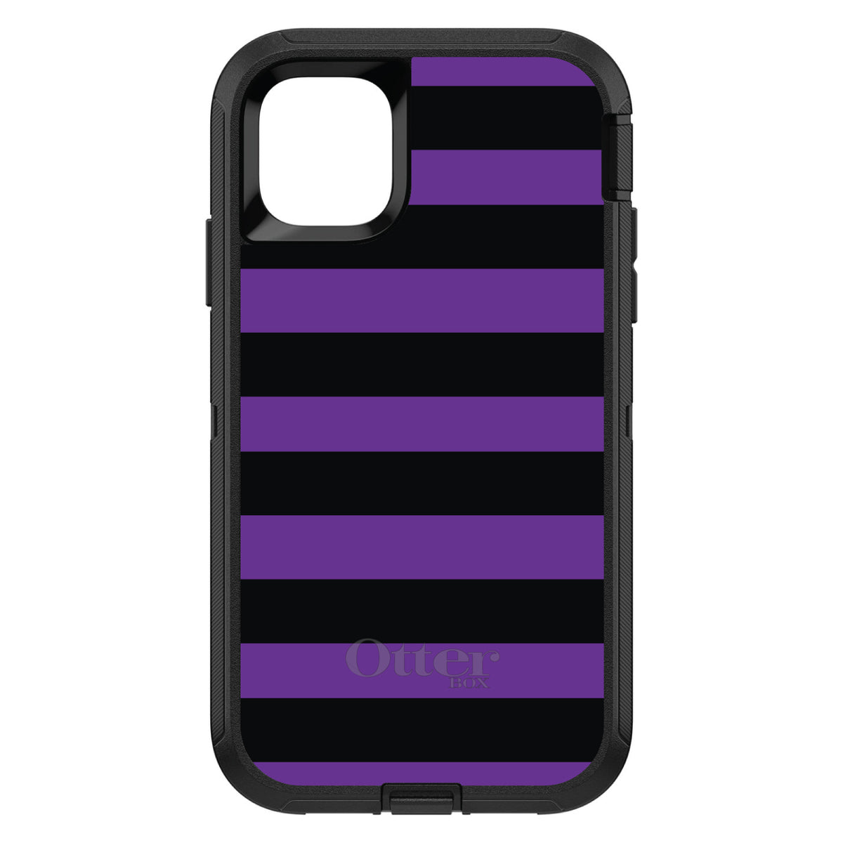 Black & Purple Bold Stripes OtterBox Defender Case for iPhone & Galaxy, view 2