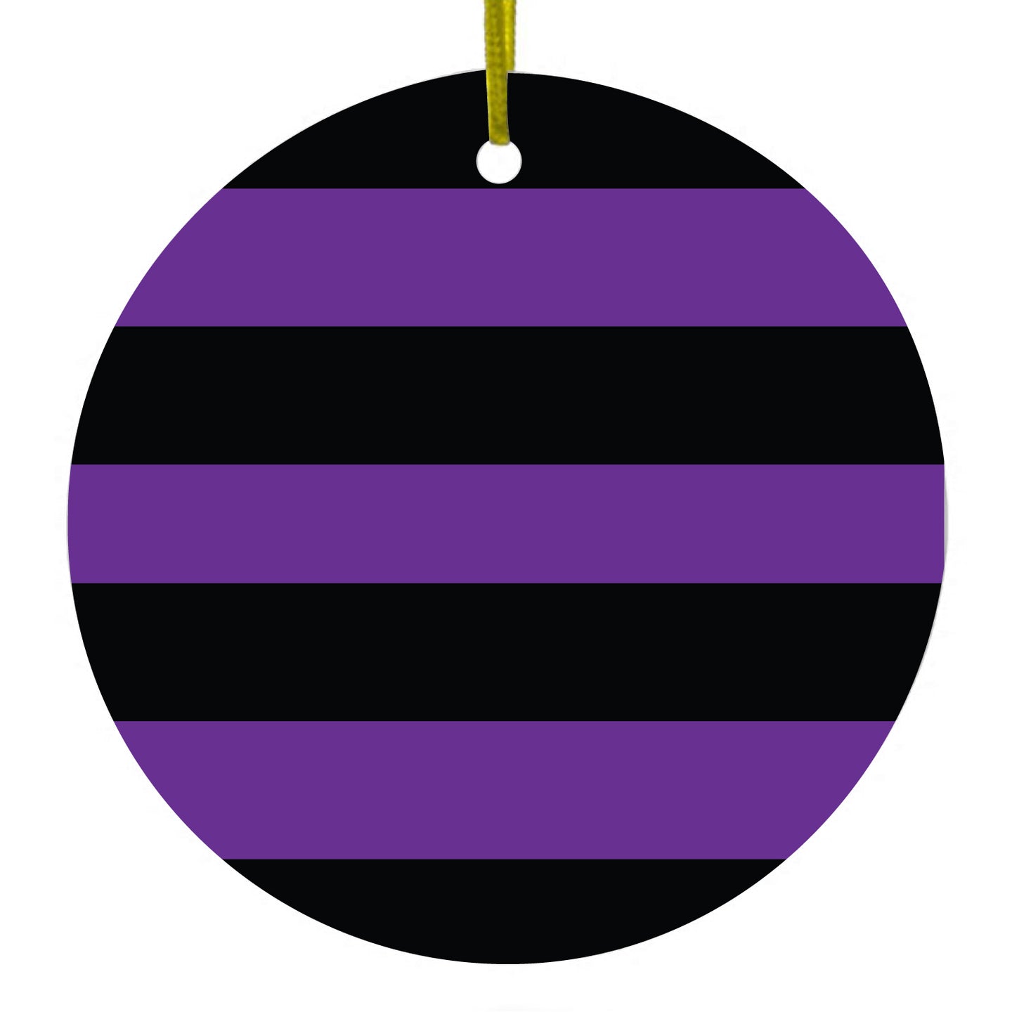 Black & Purple Bold Horizontal Stripes Ceramic Ornament