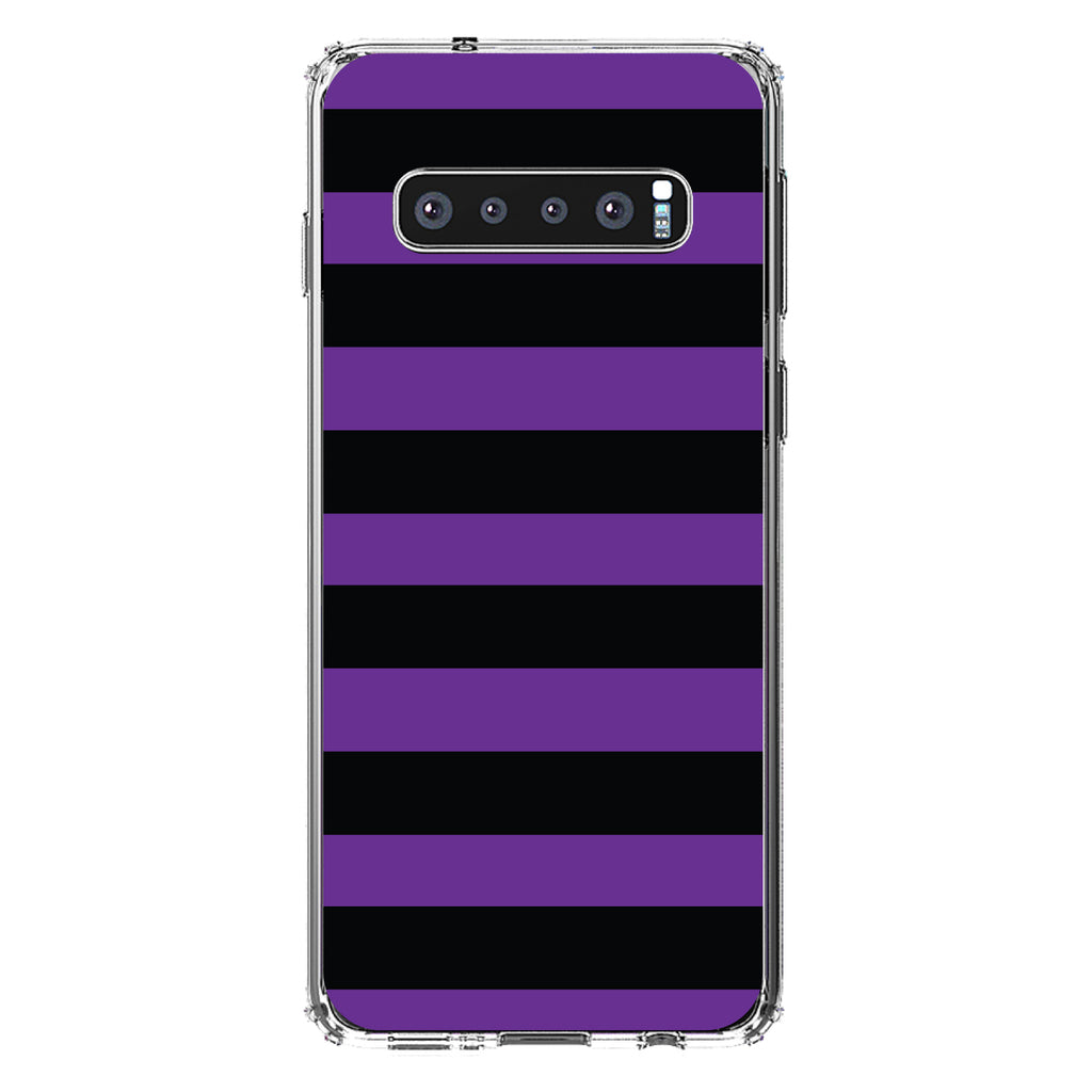 Black & Purple Bold Horizontal Stripes Clear Shockproof iPhone Case, view 17