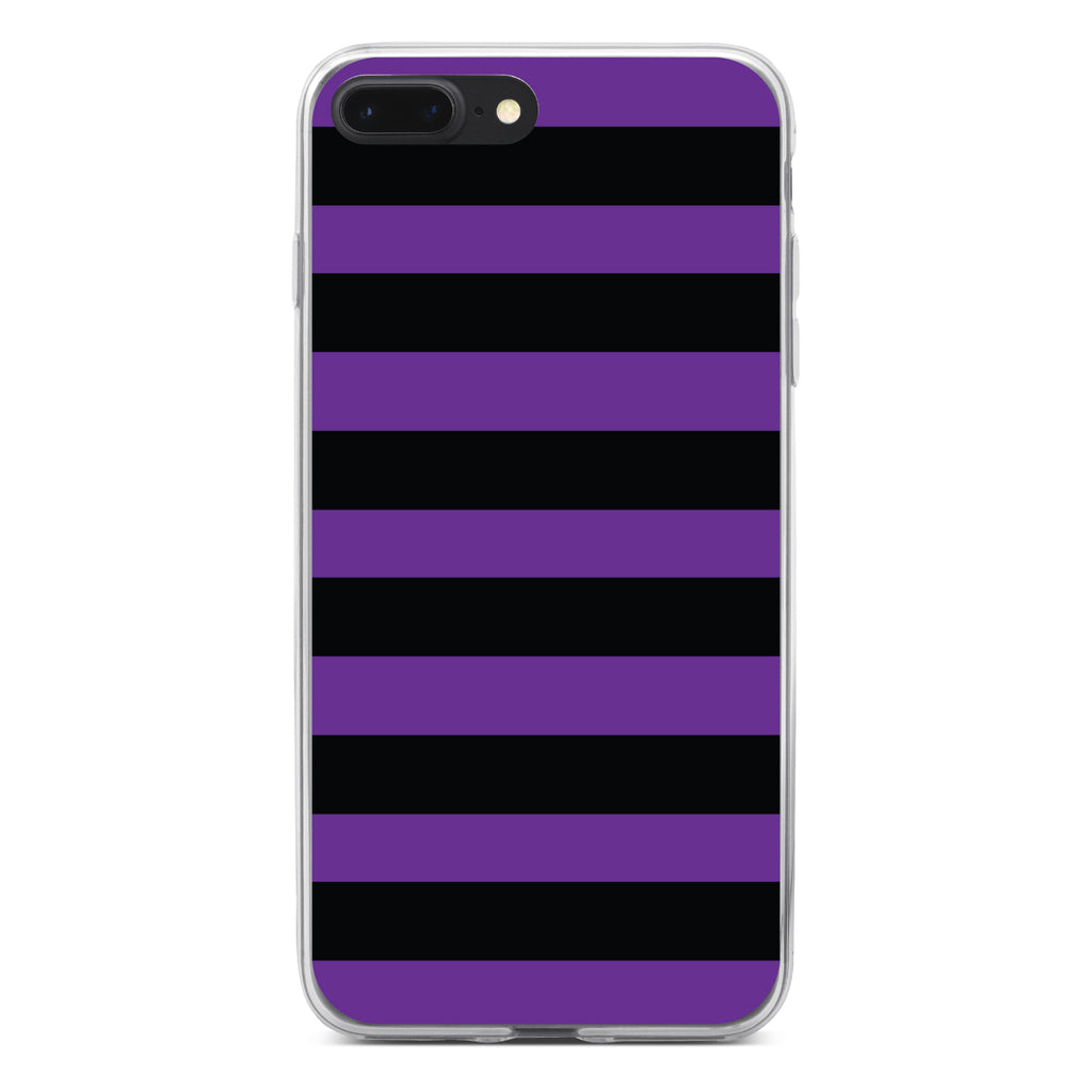 Black & Purple Bold Horizontal Stripes Clear Shockproof iPhone Case, view 6