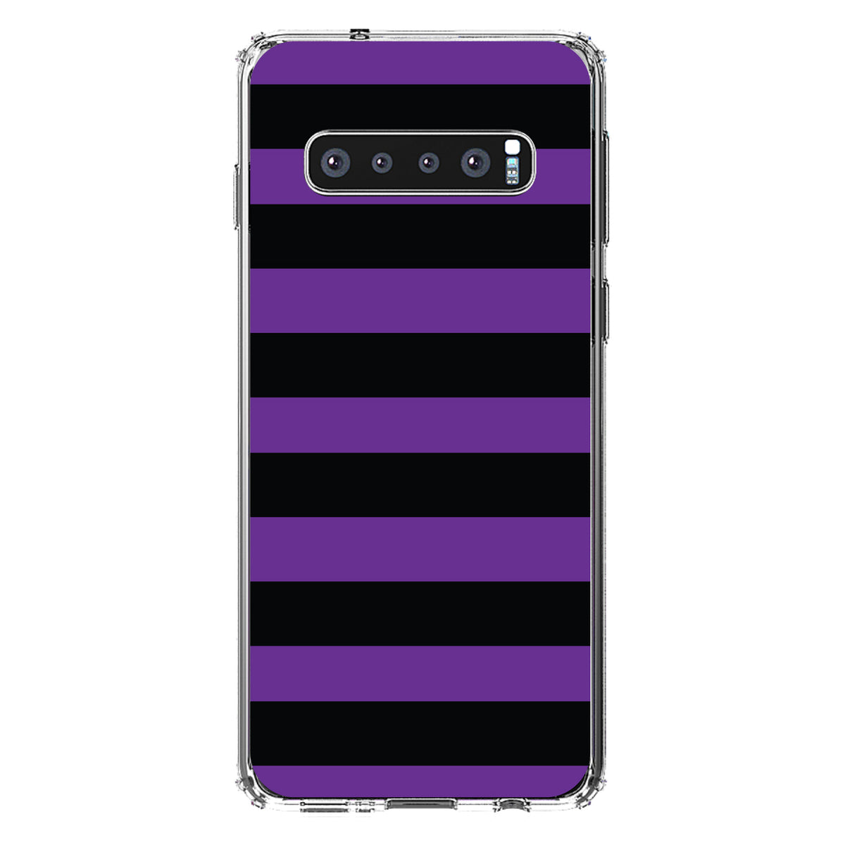 Black & Purple Bold Horizontal Stripes Clear Shockproof iPhone Case, view 16