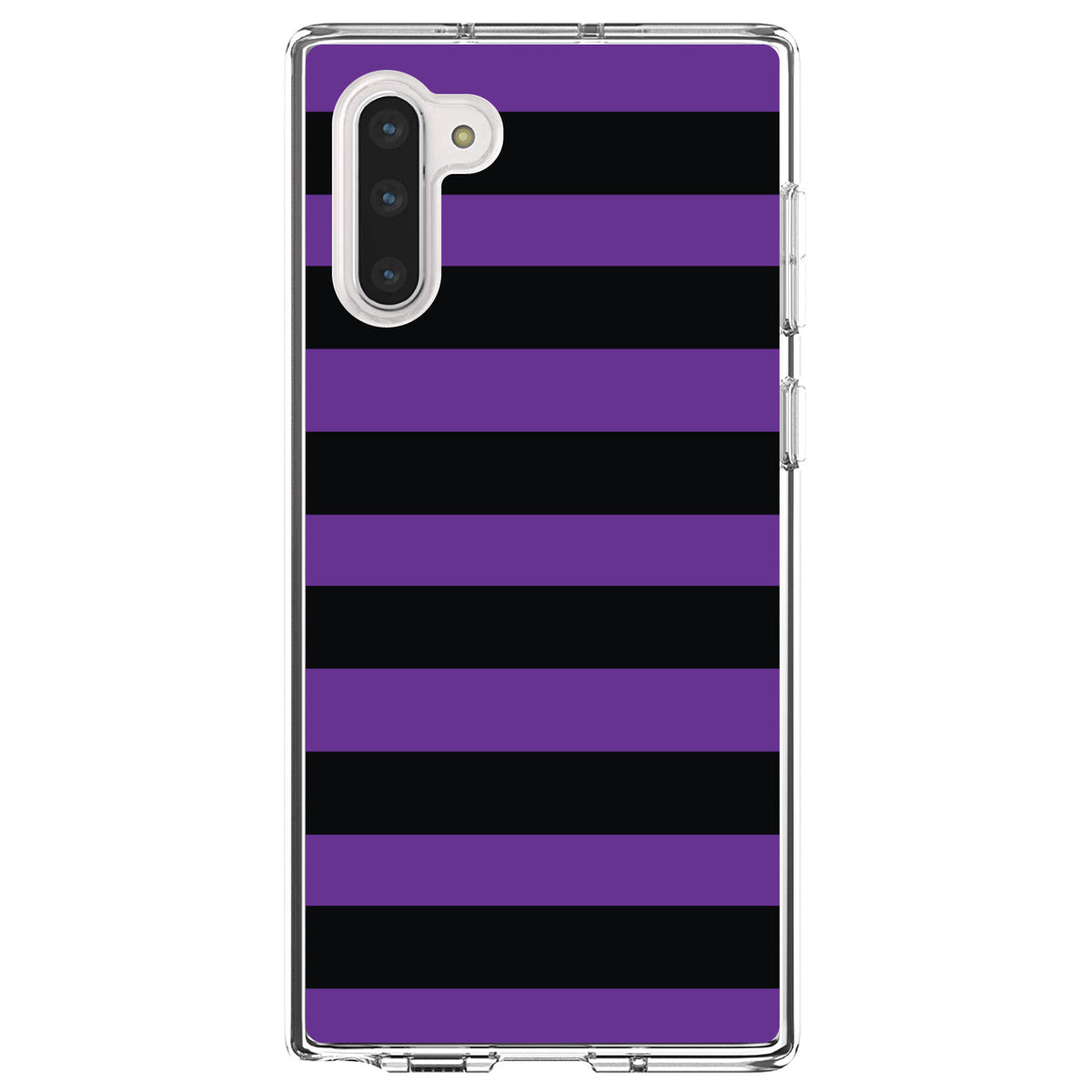 Black & Purple Bold Horizontal Stripes Clear Shockproof iPhone Case, view 9